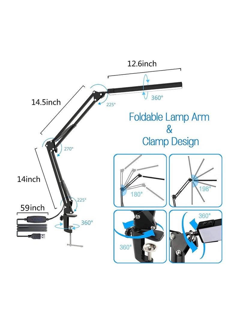 ARNOTEC - LED Desk Lamp, Table Lamp with Clamp for Computer/Desktop, Eye-Caring, 3 Modes 10 Brightness with USB Charging Port-Bedside Table Lamp for Reading, Study Lamp for Kids, Home, Office - Image 1