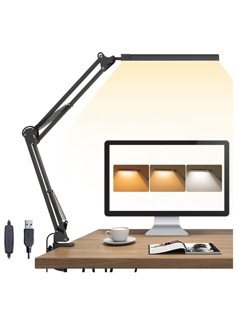 ARNOTEC - LED Desk Lamp, Table Lamp with Clamp for Computer/Desktop, Eye-Caring, 3 Modes 10 Brightness with USB Charging Port-Bedside Table Lamp for Reading, Study Lamp for Kids, Home, Office - Image 1