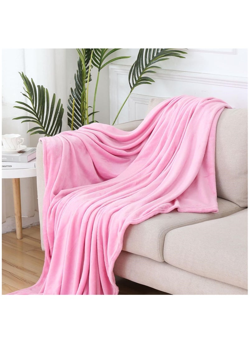 Fleece Blanket, Super Soft Bed Blanket Plush Cozy Fuzzy Lightweight Flannel Blankets for Bed, Sofa, Couch, Travel, Camping (Pink, 200x230CM)  - Image 2