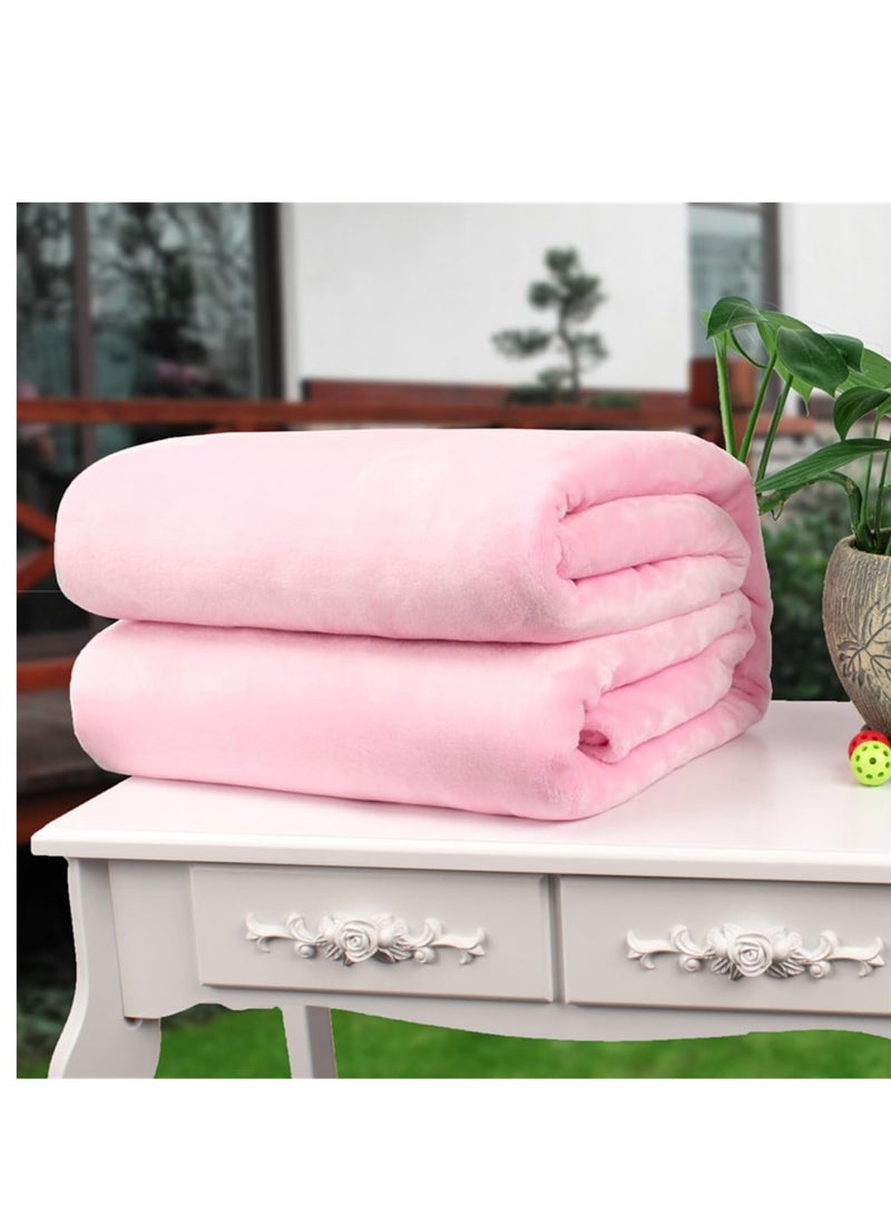 Fleece Blanket, Super Soft Bed Blanket Plush Cozy Fuzzy Lightweight Flannel Blankets for Bed, Sofa, Couch, Travel, Camping (Pink, 200x230CM)  - Image 3
