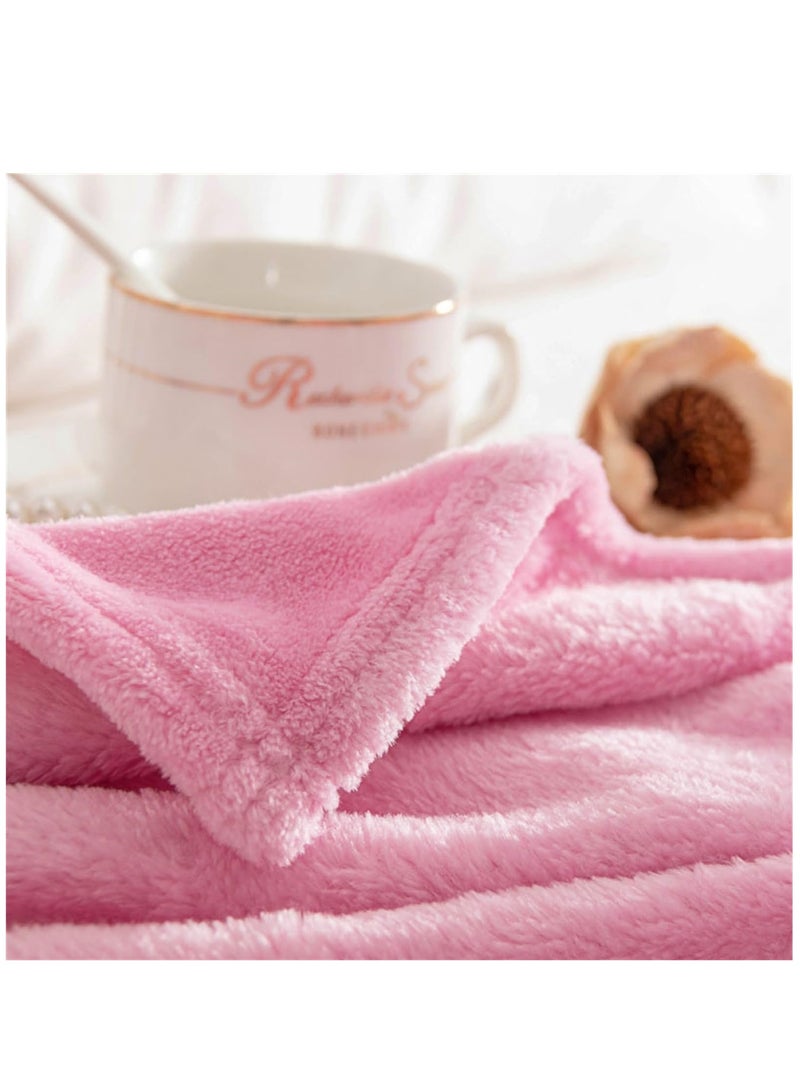 Fleece Blanket, Super Soft Bed Blanket Plush Cozy Fuzzy Lightweight Flannel Blankets for Bed, Sofa, Couch, Travel, Camping (Pink, 200x230CM)  - Image 4