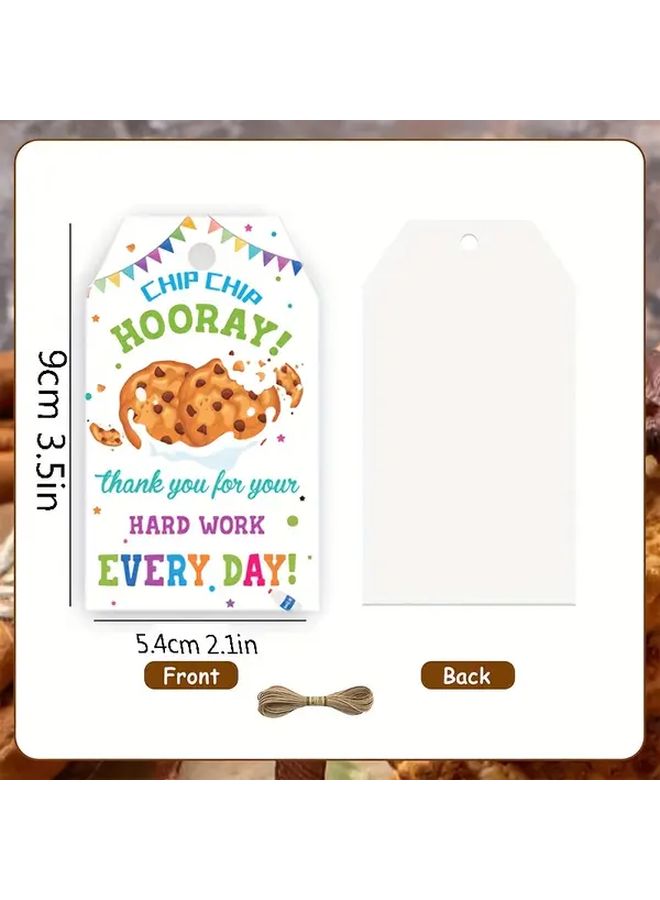 50pcs Employee Thank You Cookies Tags Thank You Gift Tokens Teacher Appreciation Day with String for Daily Hard Work - Image 2