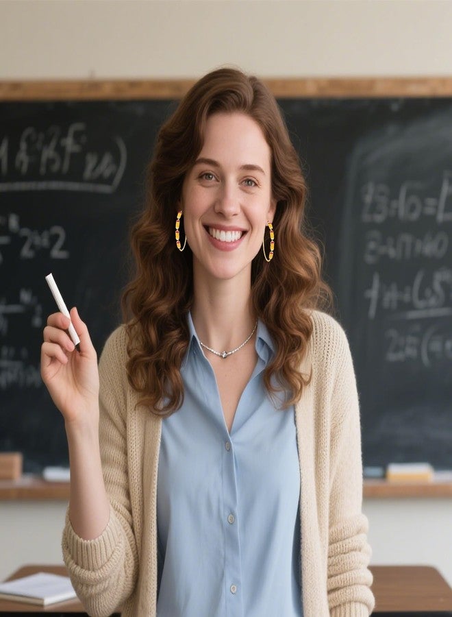 CEALXHENY Teacher Appreciation Gifts for Women Teacher Earrings Book Pencil Hoop Earrings Back To School Jewelry Accessories Outfits (Style D) - Image 2