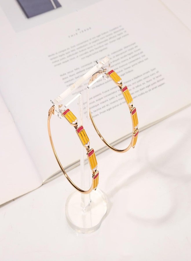 CEALXHENY Teacher Appreciation Gifts for Women Teacher Earrings Book Pencil Hoop Earrings Back To School Jewelry Accessories Outfits (Style D) - Image 5