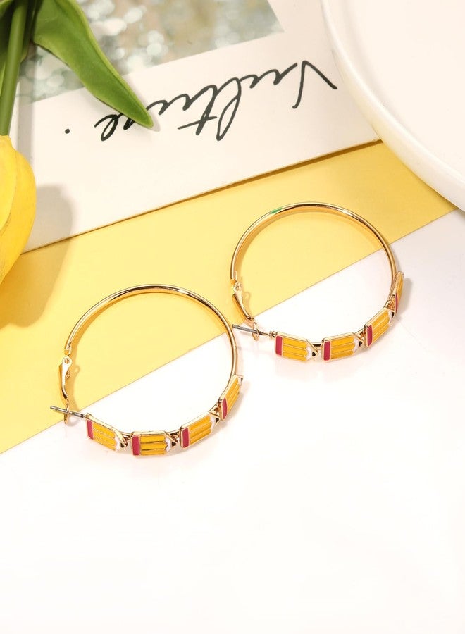 CEALXHENY Teacher Appreciation Gifts for Women Teacher Earrings Book Pencil Hoop Earrings Back To School Jewelry Accessories Outfits (Style D) - Image 4