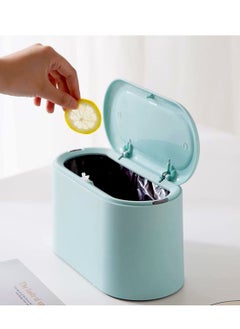 Pop Up Mini Trash Can - Removable Small Garbage Bin, Tiny Plastic Wastebasket, Countertop Lint Bin for Bathroom, Office, Kitchen, Desk, Coffee Table.  Keep Your Space Neat & Tidy Sky Blue