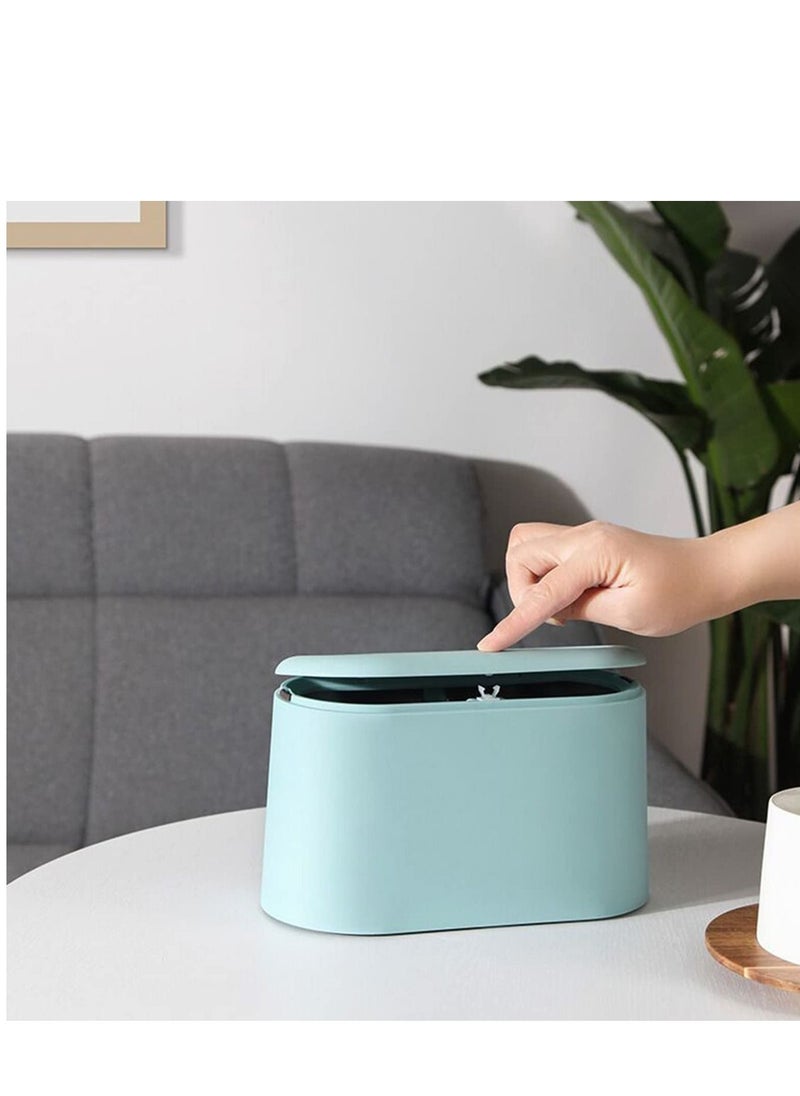 SYOSI - Pop Up Mini Trash Can - Removable Small Garbage Bin, Tiny Plastic Wastebasket, Countertop Lint Bin for Bathroom, Office, Kitchen, Desk, Coffee Table.  Keep Your Space Neat & Tidy Sky Blue - Image 1