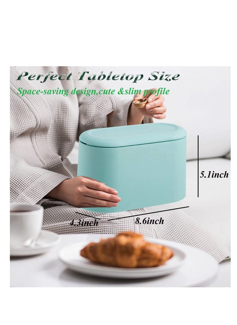 SYOSI - Pop Up Mini Trash Can - Removable Small Garbage Bin, Tiny Plastic Wastebasket, Countertop Lint Bin for Bathroom, Office, Kitchen, Desk, Coffee Table.  Keep Your Space Neat & Tidy Sky Blue - Image 1