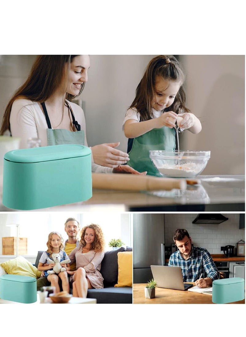 SYOSI - Pop Up Mini Trash Can - Removable Small Garbage Bin, Tiny Plastic Wastebasket, Countertop Lint Bin for Bathroom, Office, Kitchen, Desk, Coffee Table.  Keep Your Space Neat & Tidy Sky Blue - Image 1