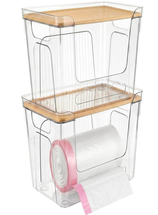 CANTAMI Trash Bag Dispenser with Lid, 2 Pack Plastic Stackable Trash Bag Holder, Extra Large Garbage Bag Dispenser for Kitchen, Laundry Room, Under Sink Organization and Storage - Image 1