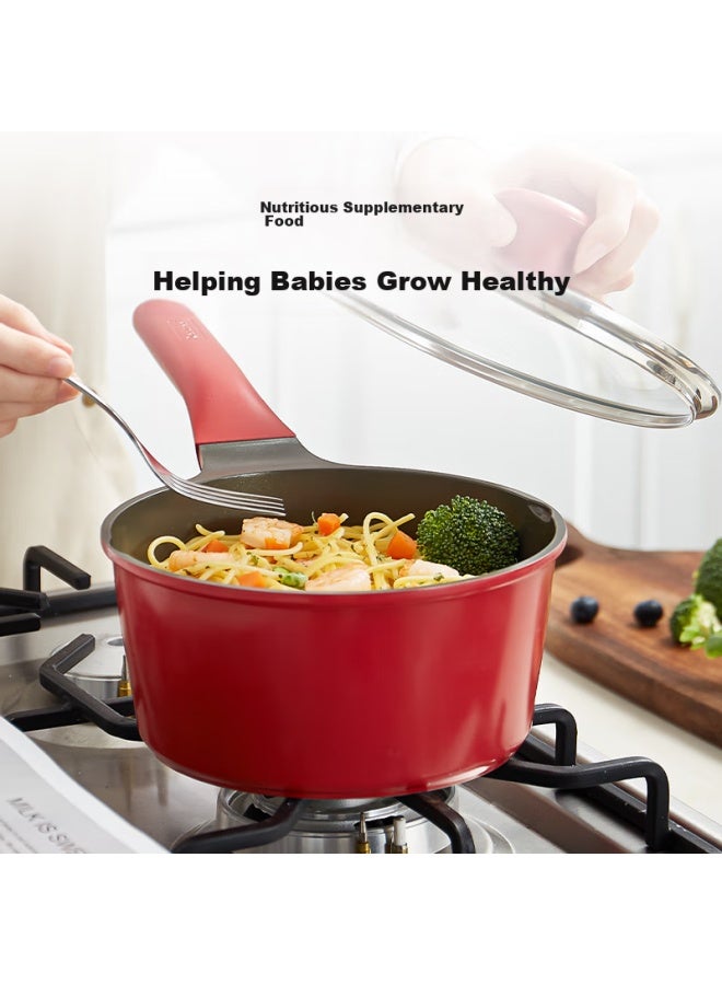 Redchef Red Kitchen Ceramic Small Milk Pot, Flat Bottom Non-stick Pan, No Chemical Coating, Baby Food Pot, For Cooking Noodles, Heating Soup, Milk Pot, 18cm - Image 5