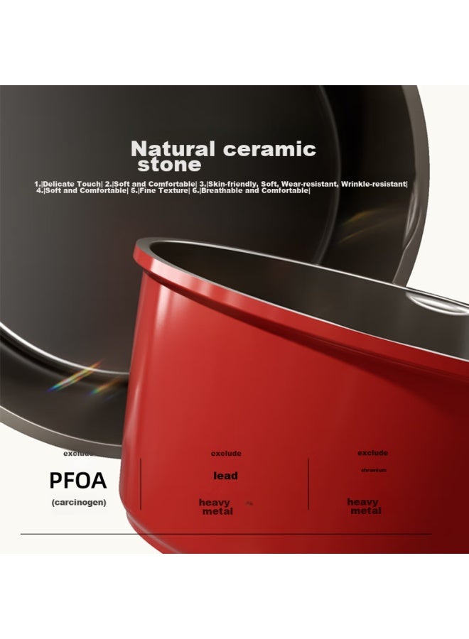 Redchef Red Kitchen Ceramic Small Milk Pot, Flat Bottom Non-stick Pan, No Chemical Coating, Baby Food Pot, For Cooking Noodles, Heating Soup, Milk Pot, 18cm - Image 2