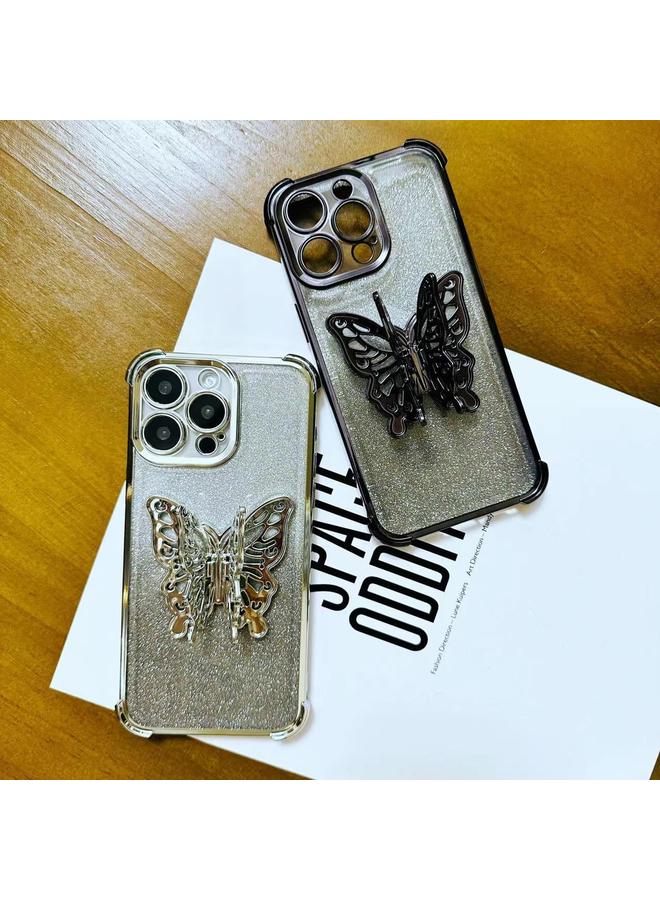 اس-توب جراب لهاتف iPhone 11، جراب هاتف TPU مقاوم للصدمات بأربع زوايا، بتصميم فراشة ثلاثية الأبعاد، مطلي بالكهرباء، لامع - Image 3