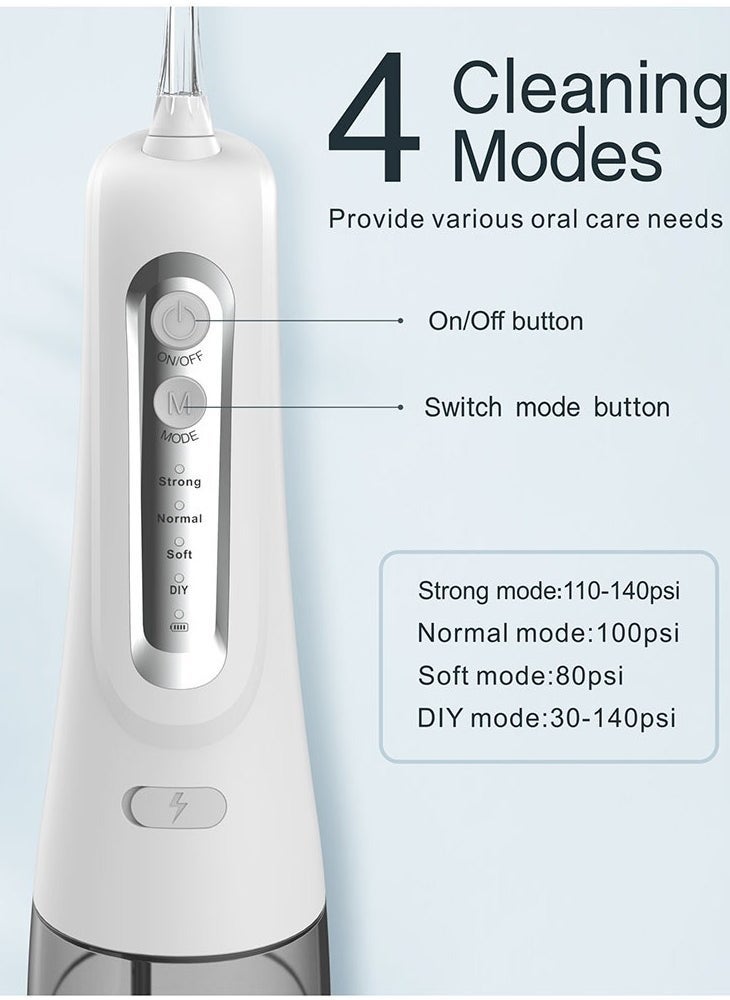 DOSCHER Portable Water Dental Flosser For Teeth Cleaning Dental Oral Irrigator With 4 Modes Scalable 4 Jet Nozzles IPX7 Water Resistance 300ML - Image 2