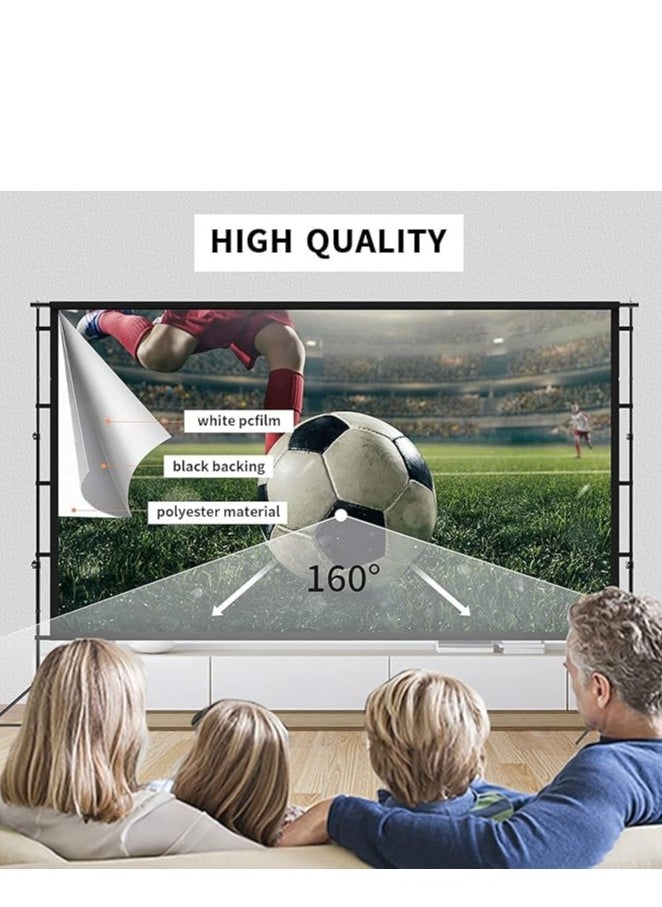 Generic Projector Screen Outdoor Movie Screen 100 Inch Upgrade Portable Projection Screen with 2.1m Retractable Strut 4K HD Projection Movie Screen for Indoor Outdoor(221*125cm)  - Image 3