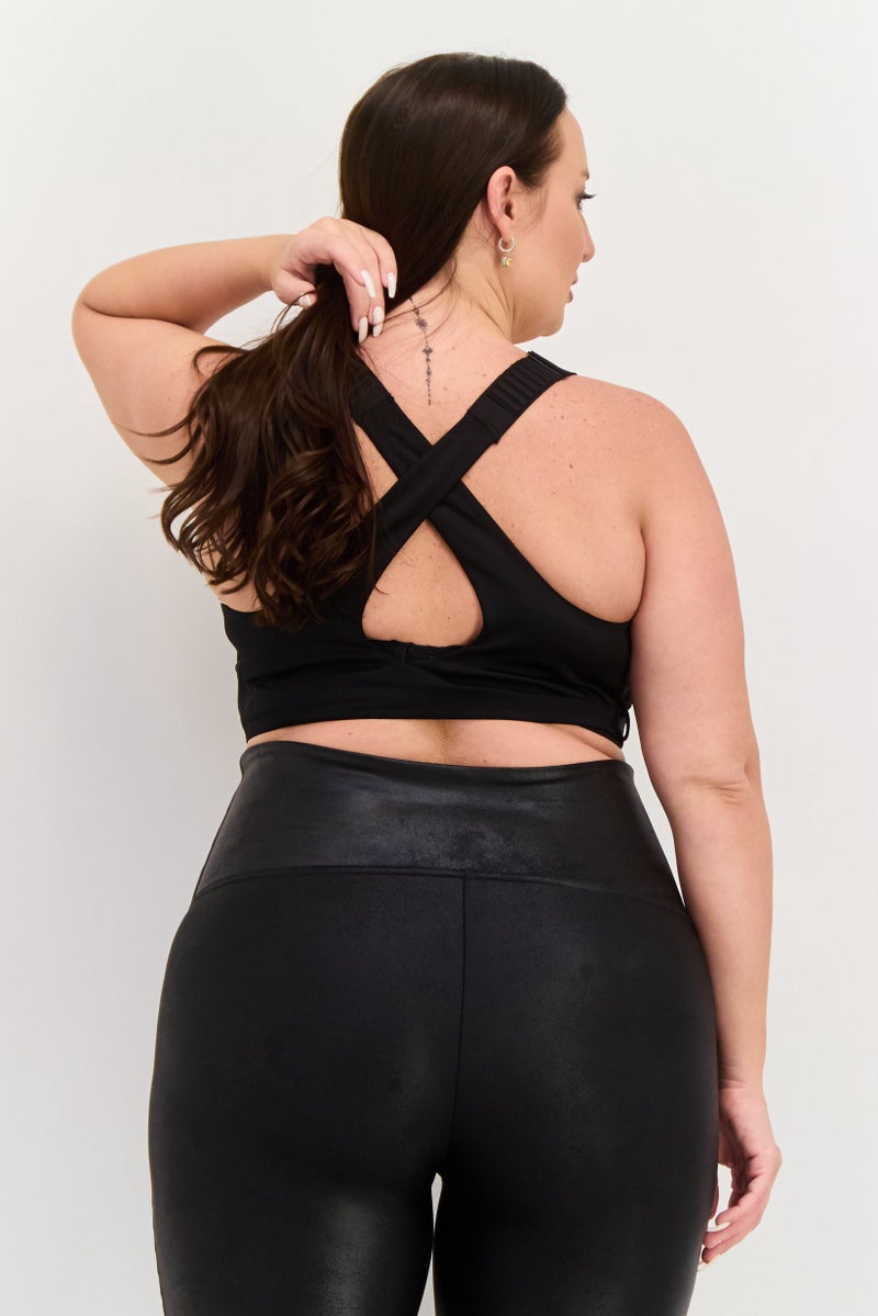 Adidas Women Plus Size Brand Logo Padded Sports Bra, Black - Image 3