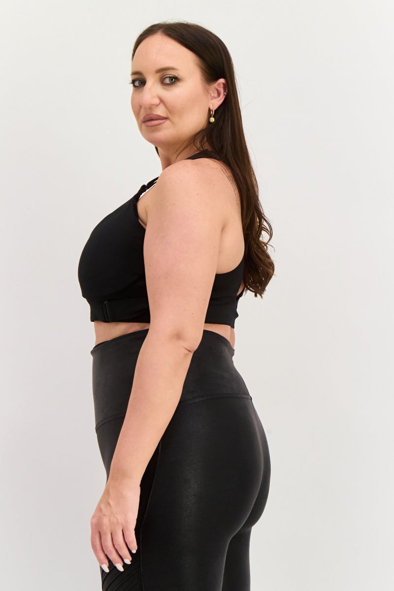 Adidas Women Plus Size Brand Logo Padded Sports Bra, Black - Image 4