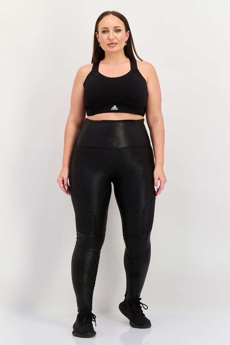 Adidas Women Plus Size Brand Logo Padded Sports Bra, Black - Image 2