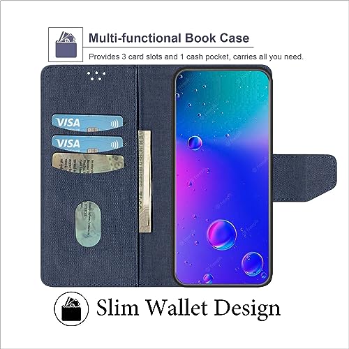 SBMS Flip Cover for Samsung Galaxy A8 Plus Back Cover Case with Magnatic Closure | Inbuilt Stand | Card & Money Pocket (Mat Blue) - Image 4