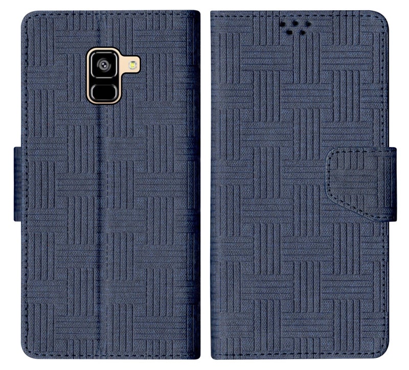 SBMS Flip Cover for Samsung Galaxy A8 Plus Back Cover Case with Magnatic Closure | Inbuilt Stand | Card & Money Pocket (Mat Blue) - Image 1