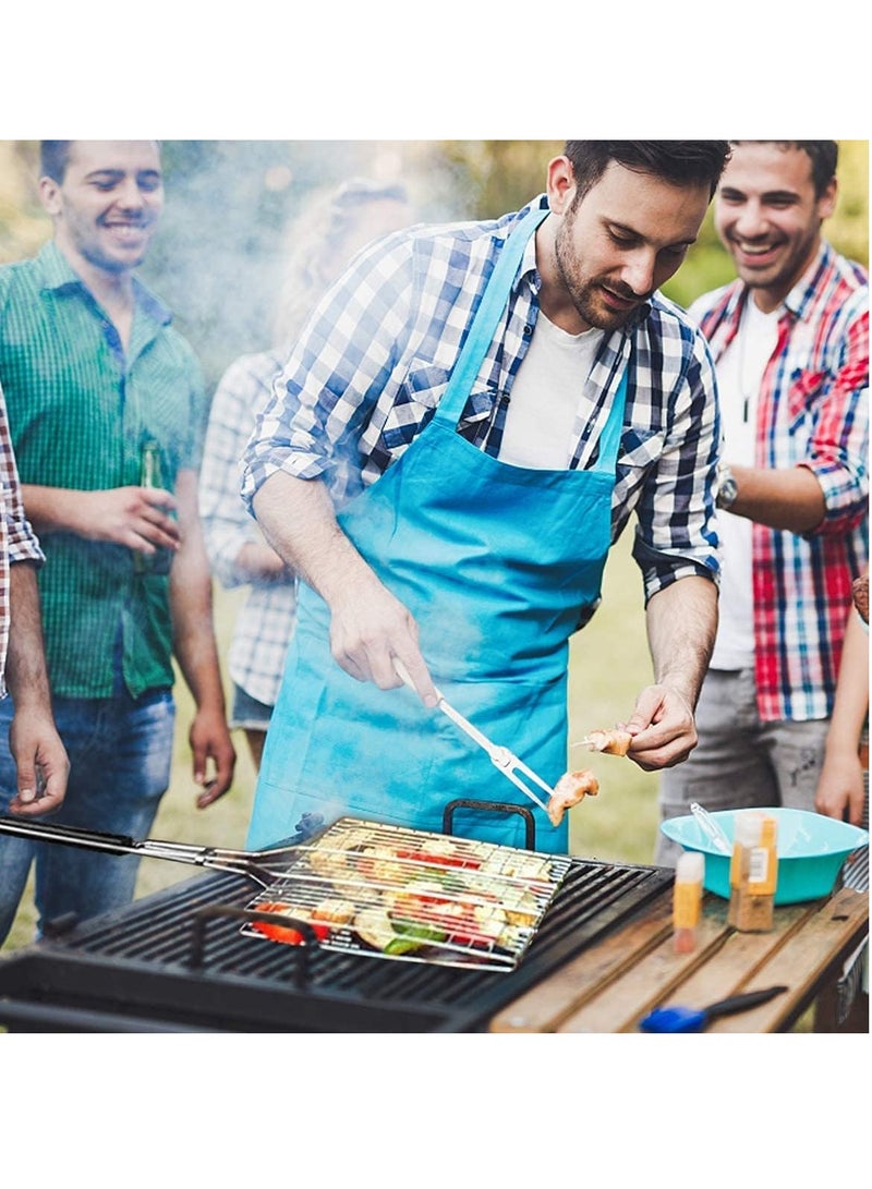 Bukela BBQ Grilling Basket, Foldable Stainless Steel Barbecue Grill Basket for Fish Vegetables Shrimp with Removable Handle, Basting Brush and Storage Bag 32x22cm - Image 4