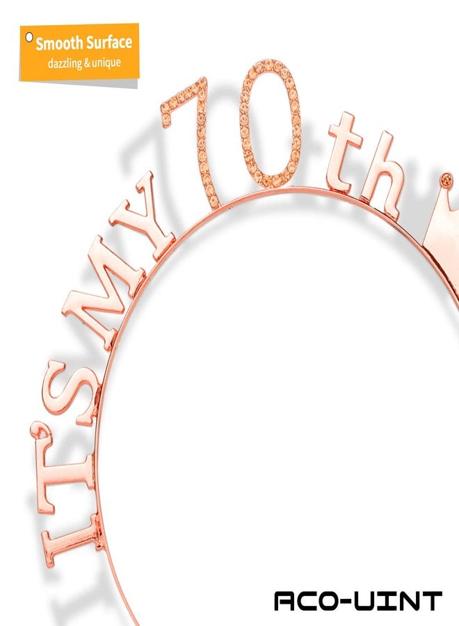 ACO-UINT 70th Birthday Crown for Women, Cute Birthday Sash & Birthday Headband for Women Set, Sweet Birthday Headband 70th Birthday Decorations Birthday Gifts for Women - Image 3