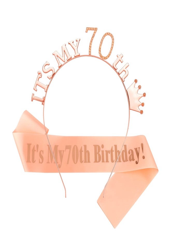 ACO-UINT 70th Birthday Crown for Women, Cute Birthday Sash & Birthday Headband for Women Set, Sweet Birthday Headband 70th Birthday Decorations Birthday Gifts for Women - Image 1