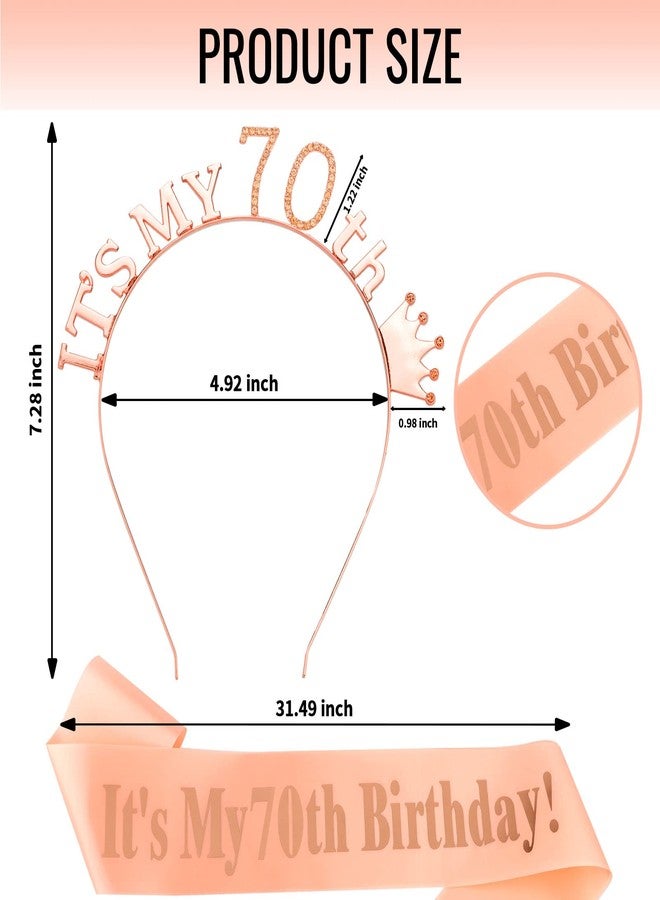 ACO-UINT 70th Birthday Crown for Women, Cute Birthday Sash & Birthday Headband for Women Set, Sweet Birthday Headband 70th Birthday Decorations Birthday Gifts for Women - Image 2