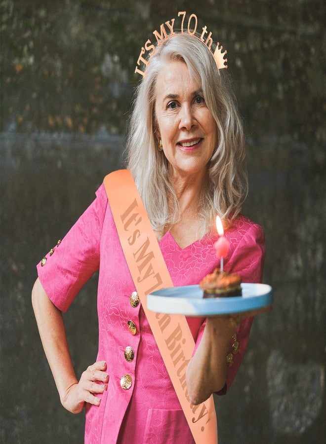 ACO-UINT 70th Birthday Crown for Women, Cute Birthday Sash & Birthday Headband for Women Set, Sweet Birthday Headband 70th Birthday Decorations Birthday Gifts for Women - Image 5