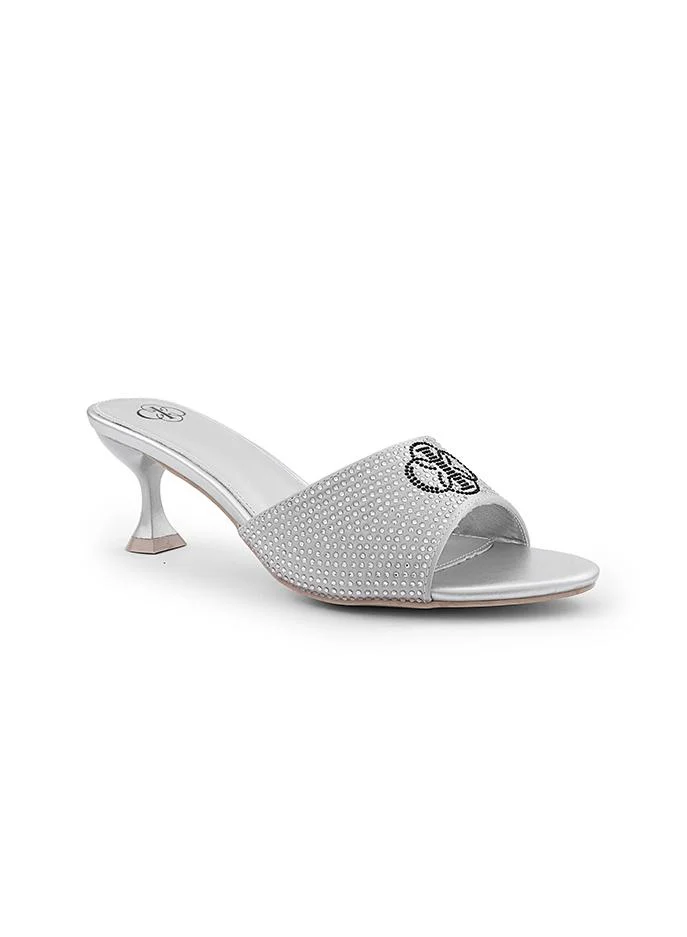 أيقون Elegant slipper with crystal accents and ankle strap.