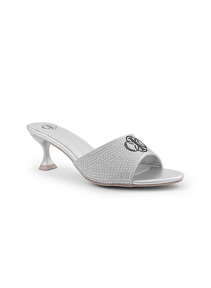 أيقون Elegant slipper with crystal accents and ankle strap.