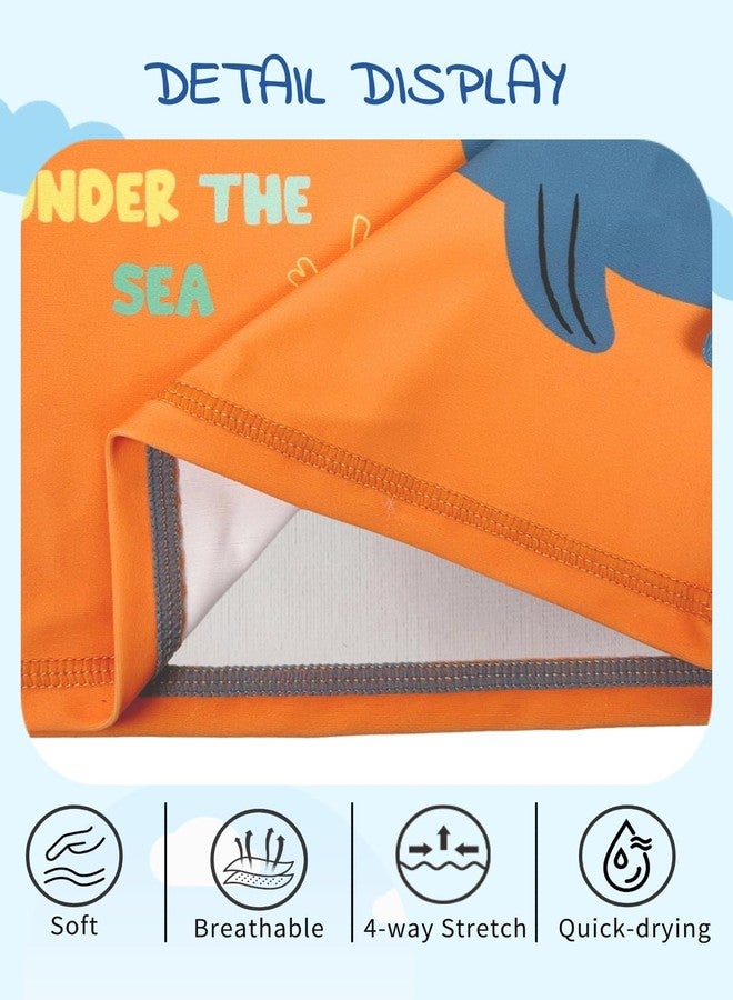 weVSwe Toddler Swimsuit Boy UPF 50+ Long Sleeved Baby Bathing Suit Set Infant Swim Shirt Trunk Two Piece Blue Orange Whale 18-24 Months - Image 5