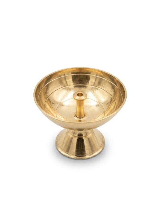 GINI Pooja Items Brass Akhand Diya (60g) – Premium Brass Oil Lamp for Home Temple, Puja, Aarti, Diwali, Religious Ceremonies & Daily Worship - Image 1