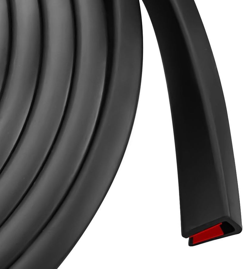 Protalwell Rubber Edge Trim, Self Adhesive U Channel Edge Trim, U Shaped Trim for Plywood, Glasses, Mirror, Flexiglass, Sharp Edge Parts, Size 5/16" (8mm), Length 20Ft, Black Color, Peel and Stick Plastic Trims - Image 1