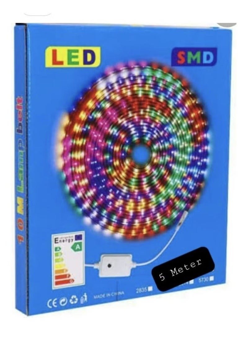 SMD ضوء شريط نيون LED 5 متر متعدد الألوان - إضاءة مرنة ومقاومة للماء مع موصل | ضوء زخرفي موفر للطاقة 12 فولت للاستخدام الداخلي والخارجي | مثالي لتزيين المنزل DIY، الحفلات، الحدائق، العطلات، المهرجانات وإضاءة المزاج | سهل التركيب - Image 1