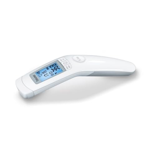 Beurer 3-in-1 Forehead Non-Contact, Body, Surface, Room Temperature, High Accuracy, Large Blue Backlit LCD Display Thermometer, 60 Memory Spaces, FT90 White, 32 Count (Pack of 1) - Image 1