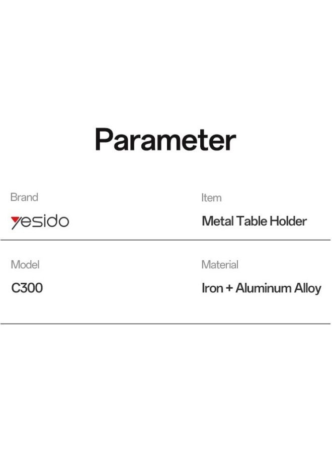 YESIDO C300 Foldable Desk Phone Stand - Adjustable Angles - Stable, Non-Slip Base - Portable and Suitable for Office and Home (Black) - Image 5