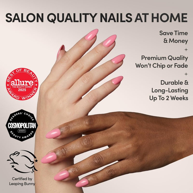 Glamnetic Press On Nails - Flamingo Pink | Opaque Classic Pink Short Almond Fake Nails, Salon Quality | 15 Sizes - 30 Nail Kit - Image 2