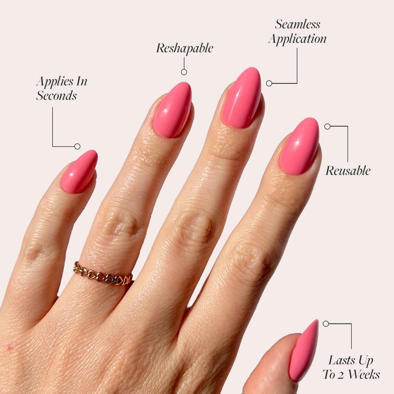 Glamnetic Press On Nails - Flamingo Pink | Opaque Classic Pink Short Almond Fake Nails, Salon Quality | 15 Sizes - 30 Nail Kit - Image 3