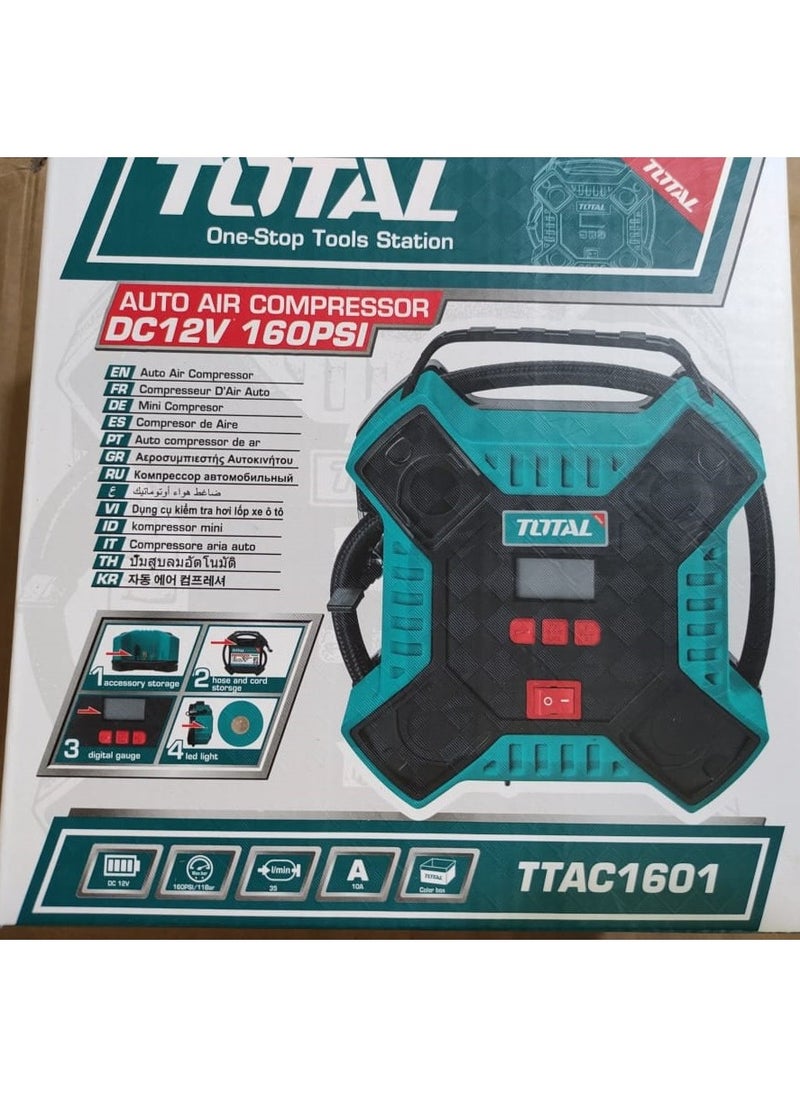 TOTAL - 12V Digital Air Compressor Works on Car Cigarette Lighter - Image 1