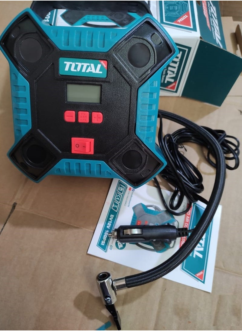 TOTAL - 12V Digital Air Compressor Works on Car Cigarette Lighter - Image 1