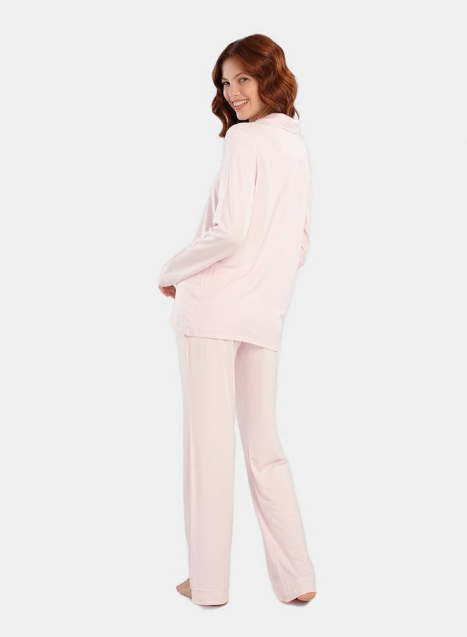 Carina Viscose Contrast Piping Pyjama Set - Image 3
