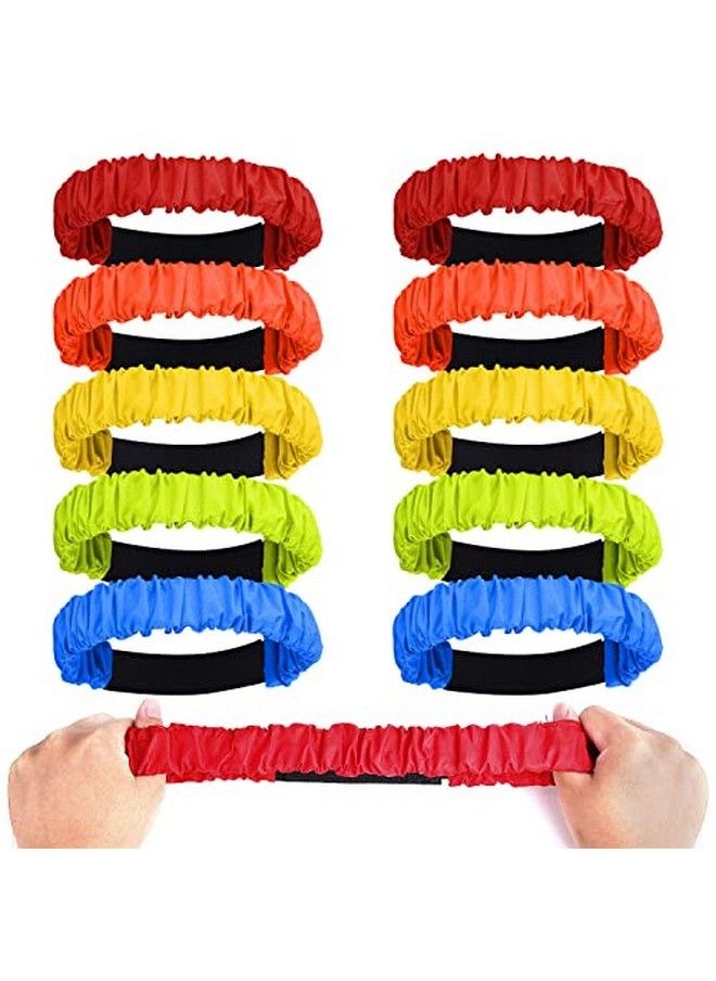AIEX 10Pcs 3 Legged Race Bands For Adults Kids Colorful Legged Race Bands Elastic Tie Rope With Magic Adhesives For Relay Race Game Field Day Backyard Team Games (5 Colors)  - Image 1