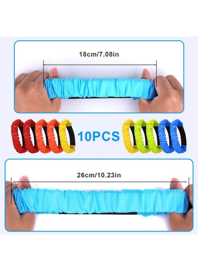 AIEX 10Pcs 3 Legged Race Bands For Adults Kids Colorful Legged Race Bands Elastic Tie Rope With Magic Adhesives For Relay Race Game Field Day Backyard Team Games (5 Colors)  - Image 3