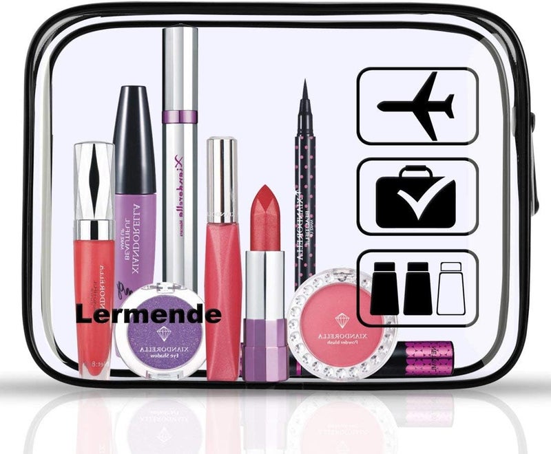 Lermende Clear Make Up Bag, TSA 3pcs Approved Makeup Bag Organizer & Cosmetic Bag for Women With Zipper, Quart Size Carry On Clear Toiletry Bag Airport Compliant Toiletries For Travel - Image 4