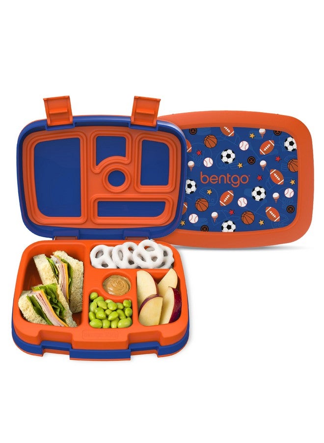 Bentgo Bentgo Kids Prints Leak-Proof, 5-Compartment Bento-Style Kids Lunch Box - Ideal Portion Sizes for Ages 3-7, Durable, Drop-Proof, Dishwasher Safe, & Made with BPA-Free Materials (Sports) - Image 1