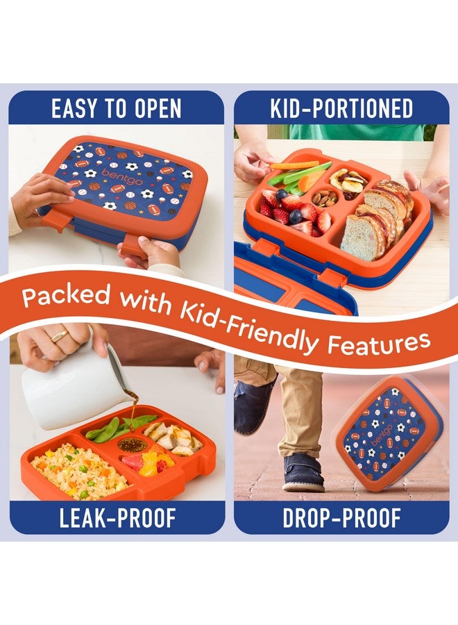 Bentgo Bentgo Kids Prints Leak-Proof, 5-Compartment Bento-Style Kids Lunch Box - Ideal Portion Sizes for Ages 3-7, Durable, Drop-Proof, Dishwasher Safe, & Made with BPA-Free Materials (Sports) - Image 4