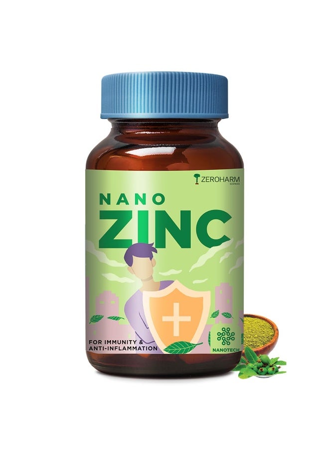 ZEROHARM Nano Zinc Tablets | Guava Leaves Extract | High Absorption Zinc Supplement for Immunity, Skin, Hair, Bone, Vision & Cognitive Health | For Men & Women | 600mg per Serving | 60 Veg Tablets - Image 1