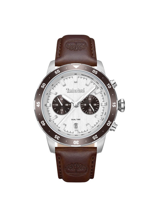Timberland Men Parkman Grey Dial Leather Strap Multifunction Watch for Men, 44mm - Image 1