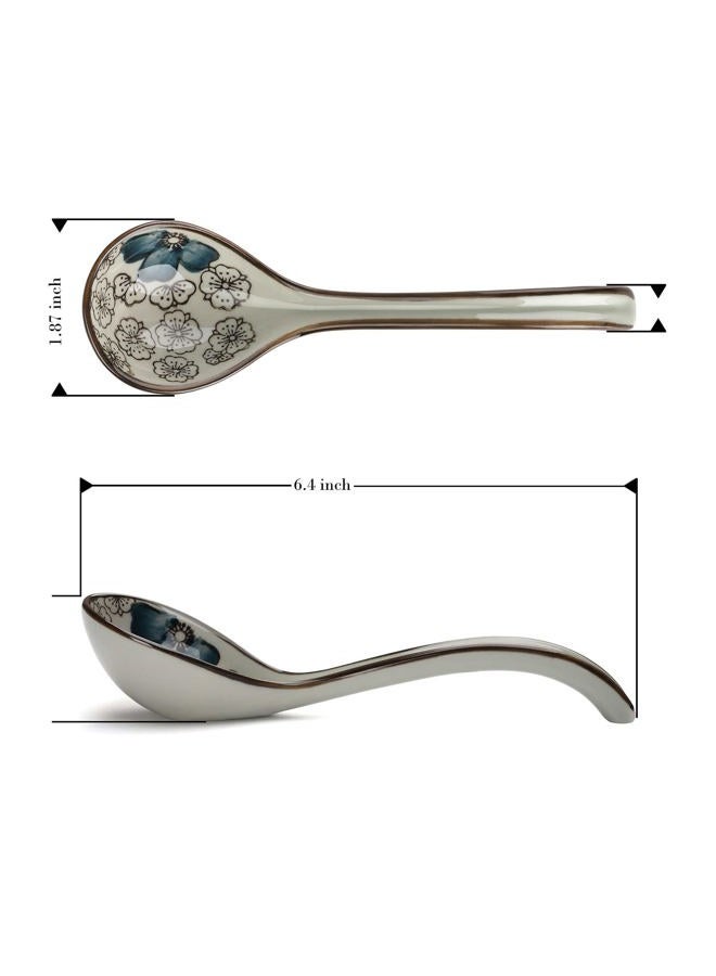 Evannt Ceramic Soup Spoons Set of 4 Porcelain Japanese Soup Spoon Long Handle Asian Soup Spoon Sets for Pho Ramen Noodles Wonton Dumpling Rice (Model 2#) - Image 3